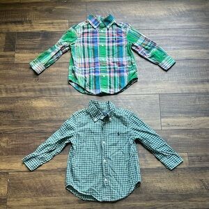 Ralph Lauren Boys Long Sleeve Button Down Shirts Toddler Size 2T -Lot of 2